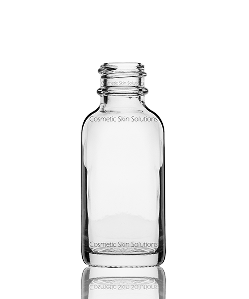 1 FL OZ Boston Round Clear Flint Glass Bottle