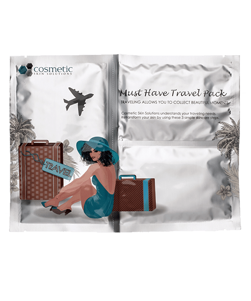 Travel Pack containing 2 Make-up remover wipes, 2 deep cleanser wipes and 1 Hydra-Soothing Moisturizing Mask.